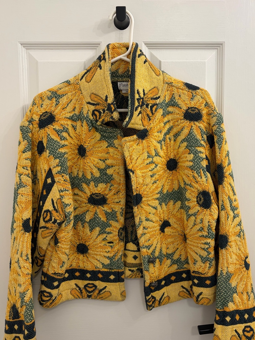 Sunflower Patterned Yellow Jacket